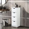 Floor Cabinet, Wooden Side Storage Organizer, 4 Drawers Free-Standing Cabinet for Nursery, Bathroom/Hallway/Living Room, White