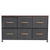 3-Tier Wide Drawer Dresser, Storage Unit with 6 Easy Pull Fabric Drawers and Metal Frame, Wooden Tabletop for Closets, Nursery, Dorm Room, Hallway,Gra