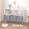 Kids bookcase with Collapsible Fabric Drawers, Children's Book Display, Toy Storage Cabinet Organizer, White/Gray