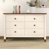 Wooden Storage Dresser with 6 Drawers, Storage Cabinet for kids Bedroom,Cream+Walnut