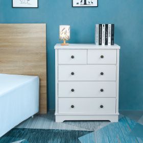White Chest of Drawer Living Room Furniture 5 Drawers Storage Cabinet Clothes Storage