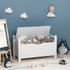 Kids Toy Box Chest, White Rubber Wood Toy Box for Boys Girls, Large Storage Cabinet with Flip-Top Lid/Safety Hinge, Toy Storage Organizer Trunk