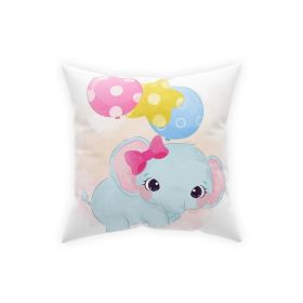 Decorative Throw Pillow, Cute Baby Elephant With Balloons Print