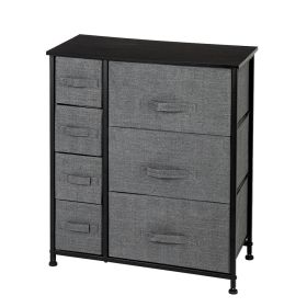 Dresser With 7 Drawers - Furniture Storage Tower Unit for Bedroom, Hallway, Closet, Office Organization - Steel Frame, Wood Top, Easy Pull Fabric Bins
