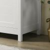 Claire White Storage Cabinet with Oak Accent Finish and Framed Slatted Panel Design