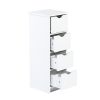 Floor Cabinet, Wooden Side Storage Organizer, 4 Drawers Free-Standing Cabinet for Nursery, Bathroom/Hallway/Living Room, White