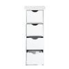 Floor Cabinet, Wooden Side Storage Organizer, 4 Drawers Free-Standing Cabinet for Nursery, Bathroom/Hallway/Living Room, White