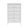 White Contemporary Roman Style, Solid Wood 5 Drawers Chest Bedroom Furniture, Drawer Storage, Tall Chest, Dresser 5 Drawers for Bedroom, Nursery.