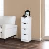 Floor Cabinet, Wooden Side Storage Organizer, 4 Drawers Free-Standing Cabinet for Nursery, Bathroom/Hallway/Living Room, White