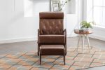 COOLMORE Rocking Chair With Ottoman, Mid-Century Modern Upholstered Fabric Rocking Armchair, Rocking Chair Nursery with Thick Padded Cushion, High Bac