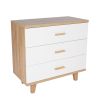 Three Drawer Storage Cabinet Chest Bedside Table Dresser Simple Bedroom Furniture Solid Wood Feet and Handles Fashionable Bedside Cabinet