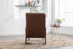COOLMORE Rocking Chair With Ottoman, Mid-Century Modern Upholstered Fabric Rocking Armchair, Rocking Chair Nursery with Thick Padded Cushion, High Bac
