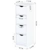 Floor Cabinet, Wooden Side Storage Organizer, 4 Drawers Free-Standing Cabinet for Nursery, Bathroom/Hallway/Living Room, White