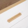 Three Drawer Storage Cabinet Chest Bedside Table Dresser Simple Bedroom Furniture Solid Wood Feet and Handles Fashionable Bedside Cabinet