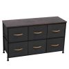 3-Tier Wide Drawer Dresser, Storage Unit with 6 Easy Pull Fabric Drawers and Metal Frame, Wooden Tabletop for Closets, Nursery, Dorm Room, Hallway,Gra