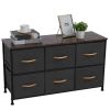 3-Tier Wide Drawer Dresser, Storage Unit with 6 Easy Pull Fabric Drawers and Metal Frame, Wooden Tabletop for Closets, Nursery, Dorm Room, Hallway,Gra