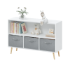 Kids bookcase with Collapsible Fabric Drawers, Children's Book Display, Toy Storage Cabinet Organizer, White/Gray