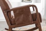 COOLMORE Rocking Chair With Ottoman, Mid-Century Modern Upholstered Fabric Rocking Armchair, Rocking Chair Nursery with Thick Padded Cushion, High Bac