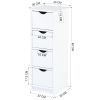 Floor Cabinet, Wooden Side Storage Organizer, 4 Drawers Free-Standing Cabinet for Nursery, Bathroom/Hallway/Living Room, White