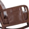 COOLMORE Rocking Chair With Ottoman, Mid-Century Modern Upholstered Fabric Rocking Armchair, Rocking Chair Nursery with Thick Padded Cushion, High Bac