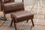 COOLMORE Rocking Chair With Ottoman, Mid-Century Modern Upholstered Fabric Rocking Armchair, Rocking Chair Nursery with Thick Padded Cushion, High Bac