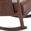 COOLMORE Rocking Chair With Ottoman, Mid-Century Modern Upholstered Fabric Rocking Armchair, Rocking Chair Nursery with Thick Padded Cushion, High Bac