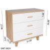 Three Drawer Storage Cabinet Chest Bedside Table Dresser Simple Bedroom Furniture Solid Wood Feet and Handles Fashionable Bedside Cabinet