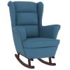 Rocking Chair with Solid Wood Rubber Legs Blue Velvet