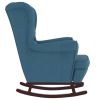 Rocking Chair with Solid Wood Rubber Legs Blue Velvet