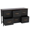 3-Tier Wide Drawer Dresser, Storage Unit with 6 Easy Pull Fabric Drawers and Metal Frame, Wooden Tabletop for Closets, Nursery, Dorm Room, Hallway,Gra