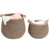 Cotton Linen Laundry Basket Set (Black&Brown)
