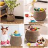 Cotton Linen Laundry Basket Set (Black&Brown)