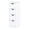 Floor Cabinet, Wooden Side Storage Organizer, 4 Drawers Free-Standing Cabinet for Nursery, Bathroom/Hallway/Living Room, White