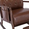 COOLMORE Rocking Chair With Ottoman, Mid-Century Modern Upholstered Fabric Rocking Armchair, Rocking Chair Nursery with Thick Padded Cushion, High Bac