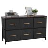 3-Tier Wide Drawer Dresser, Storage Unit with 6 Easy Pull Fabric Drawers and Metal Frame, Wooden Tabletop for Closets, Nursery, Dorm Room, Hallway,Gra