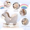 Qaba Kids Rocking Chair, Plush Ride On Rocking Horse Donkey with Sound, Wood Base Seat, Safety Belt, Baby Toddler Rocker Toy for 18 - 36 Months, Gray