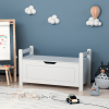Kids Toy Box Chest, White Rubber Wood Toy Box for Boys Girls, Large Storage Cabinet with Flip-Top Lid/Safety Hinge, Toy Storage Organizer Trunk