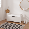 Kids Toy Box Chest, White Rubber Wood Toy Box for Boys Girls, Large Storage Cabinet with Flip-Top Lid/Safety Hinge, Toy Storage Organizer Trunk