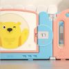 47.2-inch x 62.9-inch Bear Macaron Color Foldable Playpen, Baby Safety Play Yard with Fence Indoor Toys with Play mat 12panel and 1 play mat
