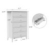 White Contemporary Roman Style, Solid Wood 5 Drawers Chest Bedroom Furniture, Drawer Storage, Tall Chest, Dresser 5 Drawers for Bedroom, Nursery.