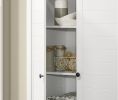 Claire White Storage Cabinet with Oak Accent Finish and Framed Slatted Panel Design
