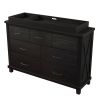 Rustic Farmhouse Style Solid Pine Wood Blackwash Seven-Drawer Dresser with Changing Topper for Nursery, Bedroom, Coffee