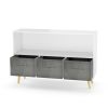 Kids bookcase with Collapsible Fabric Drawers, Children's Book Display, Toy Storage Cabinet Organizer, White/Gray
