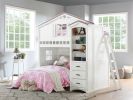 ACME Tree House Bookcase Cabinet, Pink & White Finish BD01416