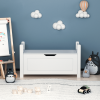 Kids Toy Box Chest, White Rubber Wood Toy Box for Boys Girls, Large Storage Cabinet with Flip-Top Lid/Safety Hinge, Toy Storage Organizer Trunk