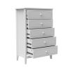 White Contemporary Roman Style, Solid Wood 5 Drawers Chest Bedroom Furniture, Drawer Storage, Tall Chest, Dresser 5 Drawers for Bedroom, Nursery.