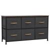 3-Tier Wide Drawer Dresser, Storage Unit with 6 Easy Pull Fabric Drawers and Metal Frame, Wooden Tabletop for Closets, Nursery, Dorm Room, Hallway,Gra