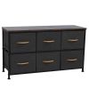 3-Tier Wide Drawer Dresser, Storage Unit with 6 Easy Pull Fabric Drawers and Metal Frame, Wooden Tabletop for Closets, Nursery, Dorm Room, Hallway,Gra