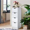 Floor Cabinet, Wooden Side Storage Organizer, 4 Drawers Free-Standing Cabinet for Nursery, Bathroom/Hallway/Living Room, White