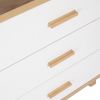 Three Drawer Storage Cabinet Chest Bedside Table Dresser Simple Bedroom Furniture Solid Wood Feet and Handles Fashionable Bedside Cabinet